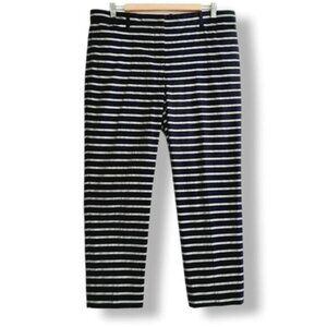 GAP Slim Crop Cropped Stripe Pants Navy Blue Sz 10